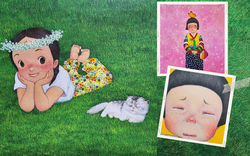 Las fotos muestran algunas de las obras de la artista coreana Yun Hee Kyung.