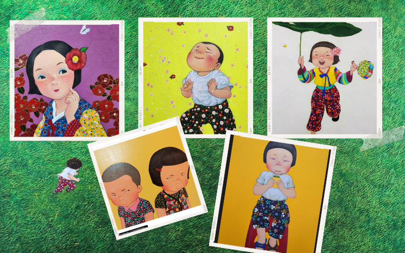La foto muestra las obras favoritas de la artista coreana Yun Hee Kyung. 