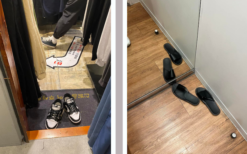 In Korea zieht man teilweise die Schuhe auch vor Umkleidekabinen aus