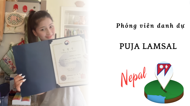 Phóng viên danh dự Puja Lamsal đến từ Nepal. (Ảnh: Puja Lamsal, Biên tập: Nguyễn Phương Anh) 