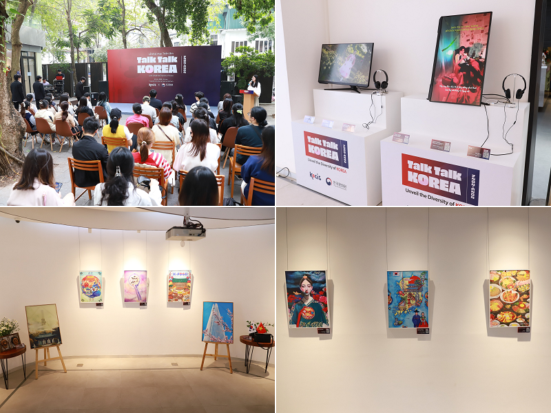 Triển lãm các tác phẩm xuất sắc cuộc thi “Talk Talk Korea 2023” được tổ chức tại Hà Nội, Việt Nam. (Ảnh: Trang Facebook chính thức của Trung tâm Văn hóa Hàn Quốc tại Việt Nam)