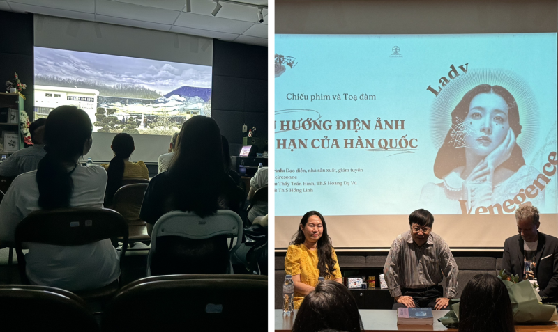 Buổi chiếu phim và tọa đàm “Xu hướng điện ảnh cực hạn của Hàn Quốc” đã diễn ra vào ngày 8/7 trước sự háo hức, quan tâm của các bạn sinh viên, cán bộ trong trường và ngoài trường về thể loại điện ảnh cực hạn của xứ sở Kim Chi. (Ảnh: Hoàng Xuân Tùng)