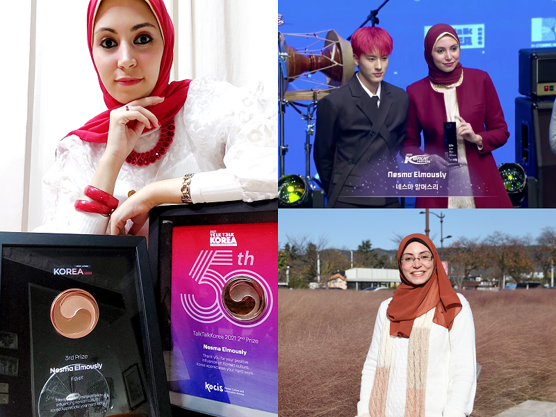 Nesma Elmously biết đến cuộc thi “Talk Talk Korea” thông qua Facebook. Cô đã tham gia và liên tiếp đạt được nhiều giải thưởng tại cuộc thi từ năm 2019 - 2023. (Ảnh: Nesma Elmously, Chụp màn hình từ kênh YouTube chính thức của Korea.net)