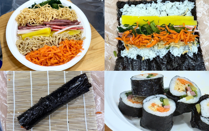 Đích thân làm Gimbap và thành quả hấp dẫn. (Ảnh: Nguyễn Lâm Mỹ Duyên)