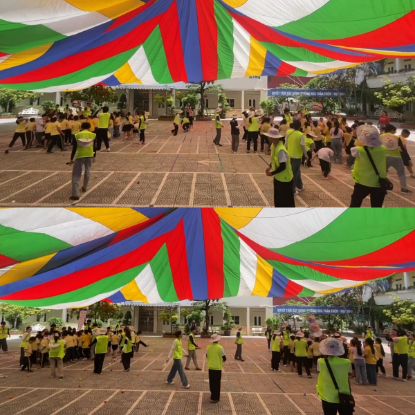 Nhiệm vụ chinh phục “cái chậu cứng đầu” cũng chỉ là một thử thách nhỏ con so với nỗ lực chơi vô cùng đáng khen của các em học sinh. (Ảnh: Đoàn tình nguyện LS kì 27 và Tổ chức Copion)