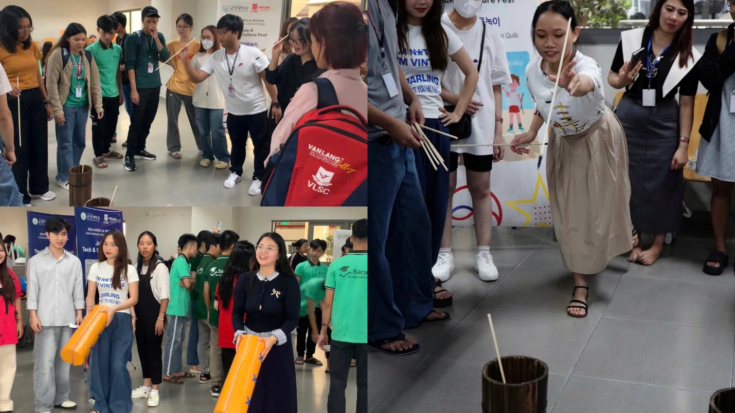 Người tham gia thích thú với các trò chơi truyền thống Hàn Quốc. (Ảnh: Phan Thị Thu Đào)
