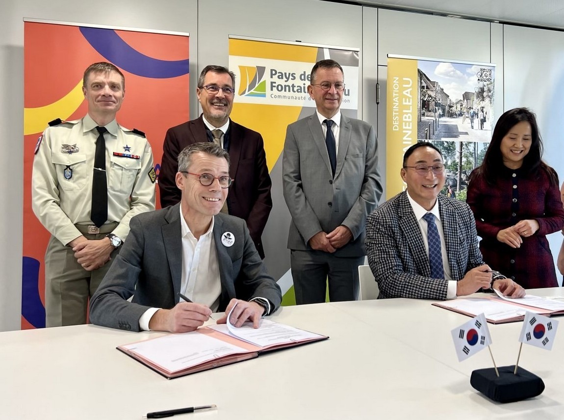 Le choix de Citésports Fontainebleau avec le général Paul Sanzey, Pascal Gouhoury, Laurent Roussel, Laurent Louyot et Chang Jae-keun. © Pays de Fontainebleau