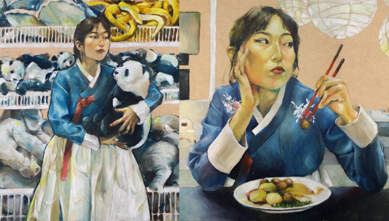 These works by Agnes Hjalmarsson feature Hanbok.