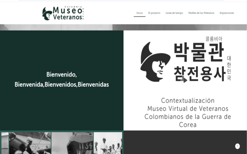 La foto muestra la página principal del Museo Virtual de Veteranos Colombianos de la Guerra de Corea.