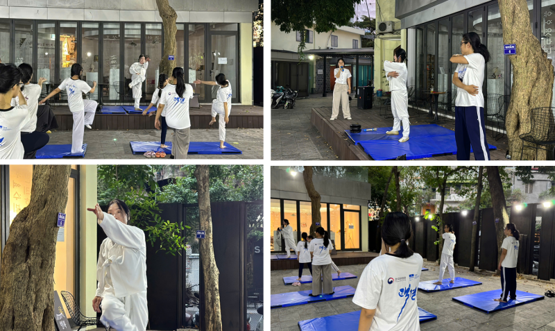Lớp học võ truyền thống Hàn Quốc Taekkyeon nhận được sự tham gia đông đảo của các bạn học viên đăng ký, không phân biệt đối tượng. (Ảnh: Hoàng Xuân Tùng) 