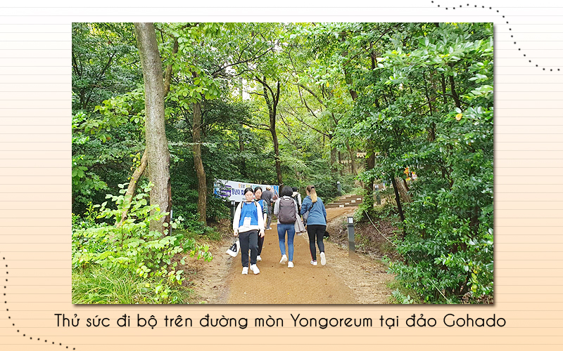 Đi bộ trên đường mòn Yongoreum tại đảo Gohado là hoạt động thú vị, đồng thời nó còn giúp bản thân mình nâng cao sức khỏe và gần gũi với thiên nhiên nhiều hơn. (Ảnh: Vũ Đỗ Hải Hà)