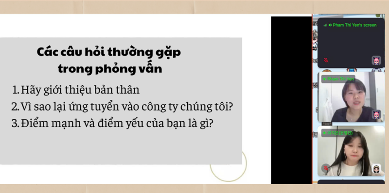 Chị Phạm Thị Yến chia sẻ về các câu hỏi thường gặp trong phỏng vấn. (Biên dịch, biên tập: Phan Thị Thu Đào)