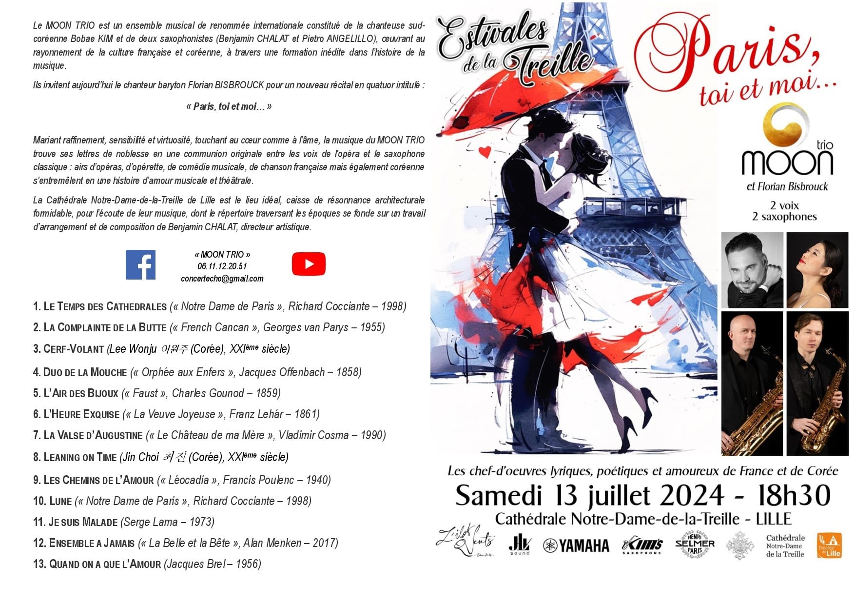 Programme de « Paris, toi et moi… » aux Estivales de la Treille. © Association Les Amis de Notre-Dame de la Treille de Lille