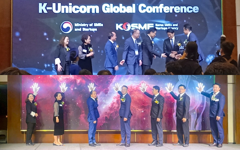 Đoàn đại biểu trong buổi khai mạc sự kiện “K-Unicorn Global Conference in Vietnam 2024” diễn ra ở Vinpearl Landmark 81, TP.HCM vào ngày 28/11/2024. (Ảnh: Vũ Lê Kim Oanh)