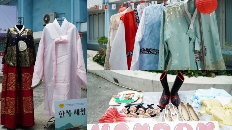 Các bộ trang phục Hanbok truyền thống và phụ kiện. (Ảnh: Lê Thị Yến)