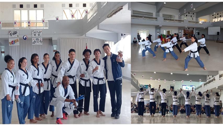 Escuela Nacional de Taekwondo de Cuba realiza presentación especial durante el festival del Seollal.