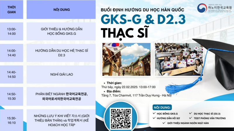 Hội thảo định hướng và tư vấn du học Hàn Quốc năm 2025 được Văn phòng đại diện Phòng Giáo dục Hàn Quốc tại Việt Nam tổ chức vào ngày 22/2/2025. (Ảnh: Trang Facebook chính thức của Văn phòng đại điện Phòng Giáo dục Hàn Quốc)