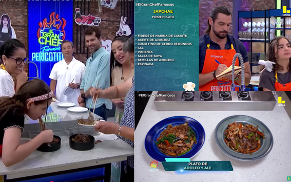 El primer desafío fue preparar el japchae. Siguiendo atentamente las indicaciones del jurado, los participantes demostraron sus habilidades culinarias, logrando recrear y degustar este tradicional platillo.