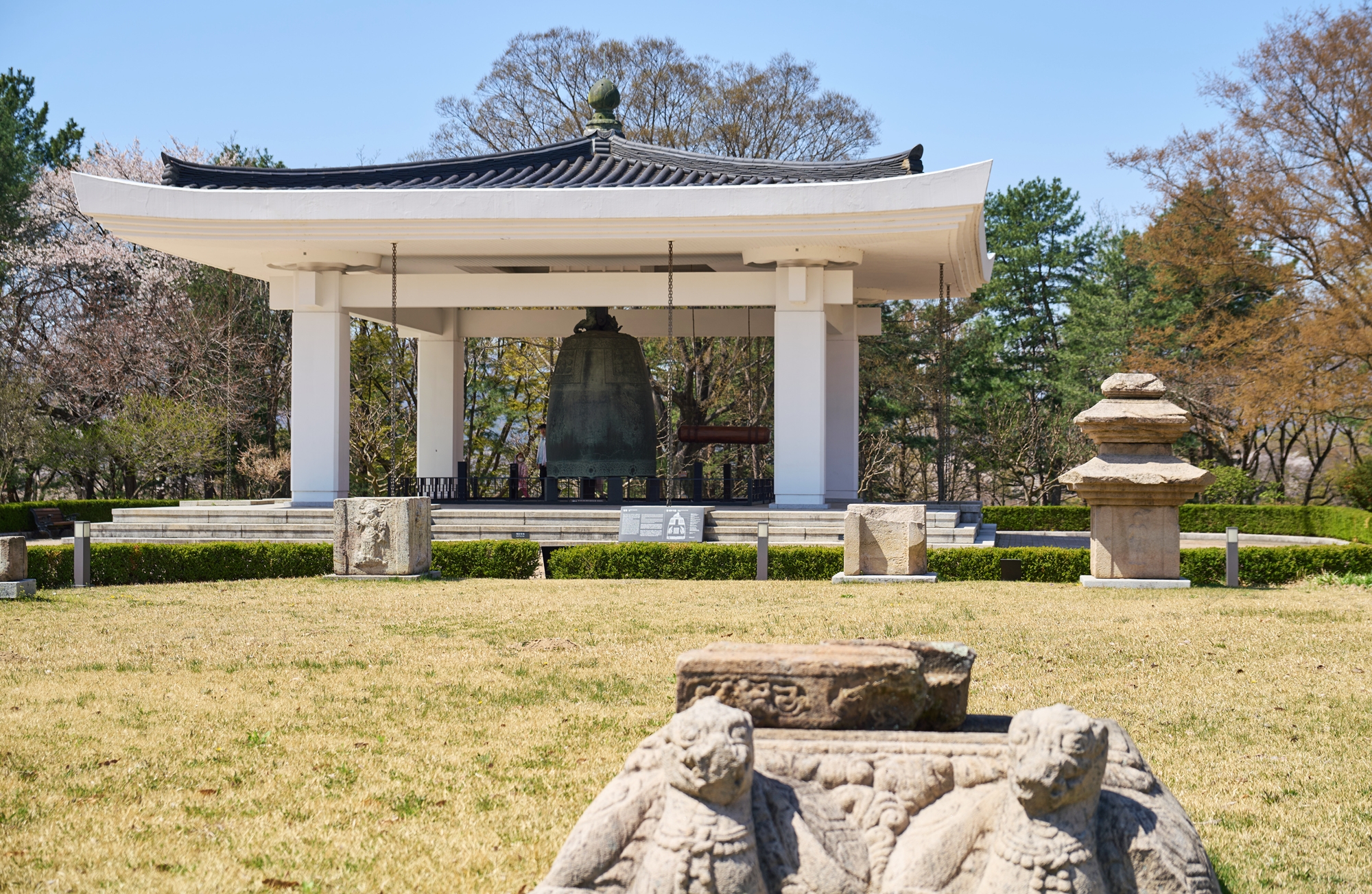 国立庆州博物馆的一景。图片上方的圣德大王神钟为新罗时代的杰作，1962年被指定为韩国国宝第29号，是国立庆州博物馆的主要藏品。韩宣网名誉记者徐傲 摄