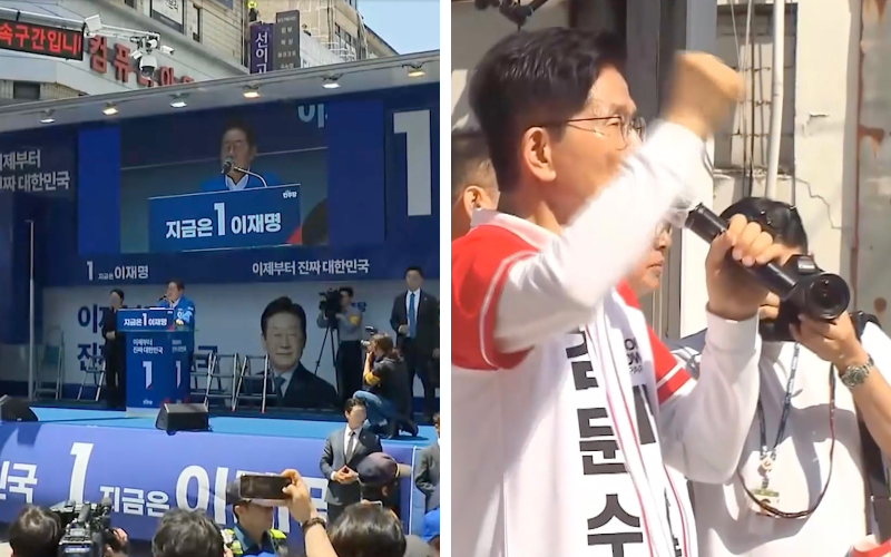 Die koreanischen Kandidaten im Wahlkampf: DP Lee und PPP ⓒ Screenshots von Arirang TV