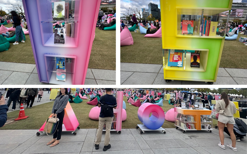 Wer einen der begehrten Sitzplätze bei der Seoul Outdoor Library ergattern möchte, braucht etwas Geduld © Jasmin Mikolay