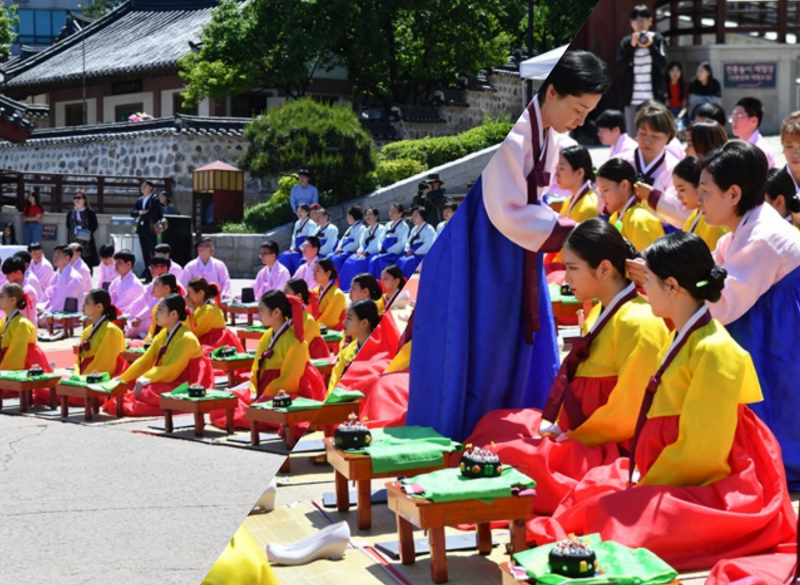 Lễ trưởng thành diễn ra ở Làng Hanok Namsangol, quận Jung-gu (Seoul) vào Ngày Thành nhân (Thứ 2 tuần thứ ba mỗi tháng 5). (Ảnh: Chính quyền thành phố Seoul)