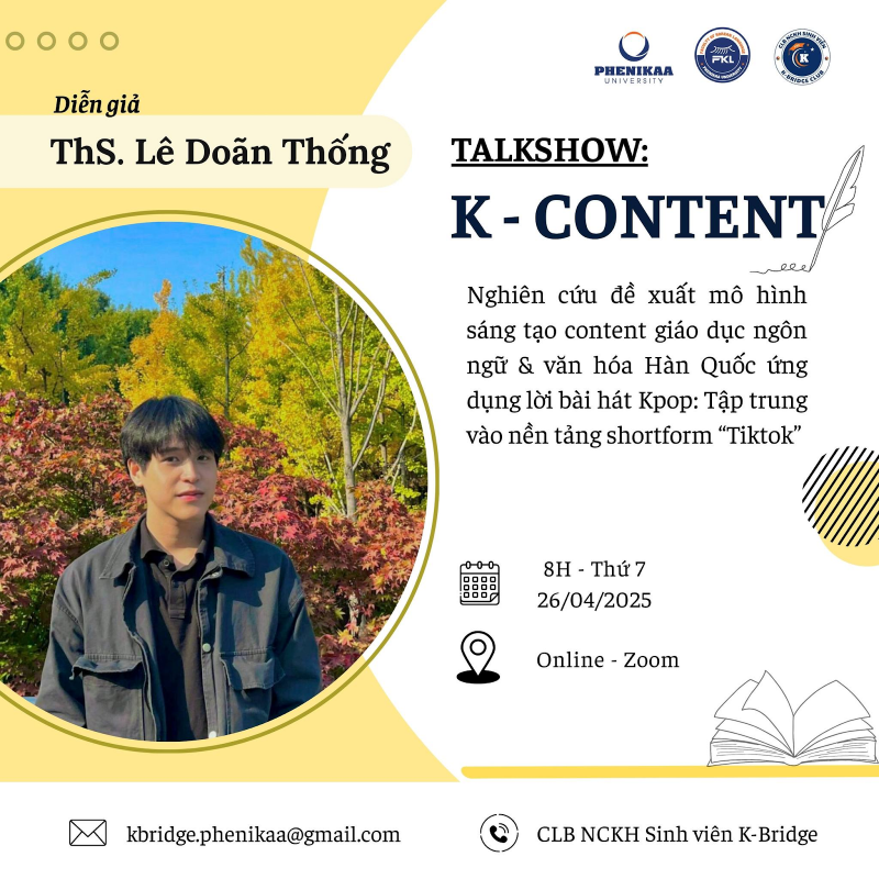 Poster buổi talkshow có sự tham gia của thầy Lê Doãn Thống. (Ảnh: Trang Facebook CLB NCKH Sinh viên K-Bridge)
