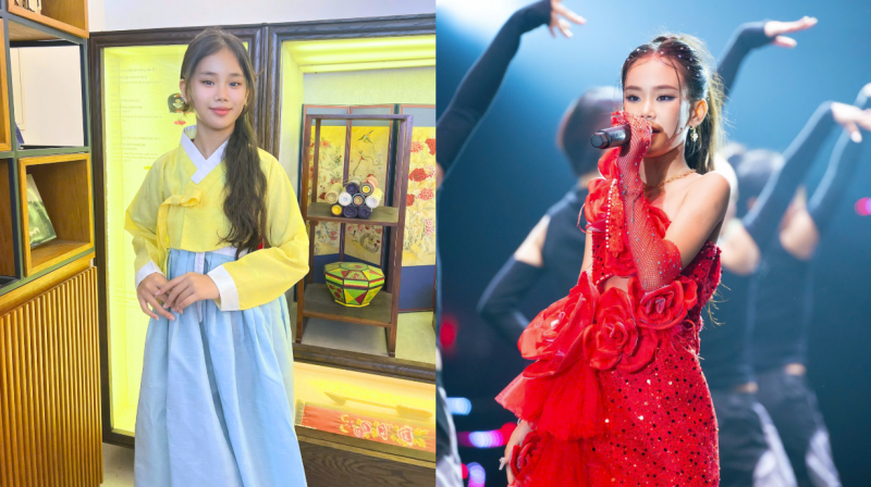 Vốn được làm quen với môi trường ngôn ngữ và văn hoá Hàn Quốc từ sớm, bạn Lê Huyền Thiên Thư đã rất năng nổ trong việc thể hiện đam mê của mình với nét đẹp văn hóa xứ sở Kim Chi bằng việc trải nghiệm trang phục Hanbok truyền thống và cover lại những bài hát của các nhóm nhạc K-pop nổi tiếng. (Ảnh: Lê Huyền Thiên Thư) 