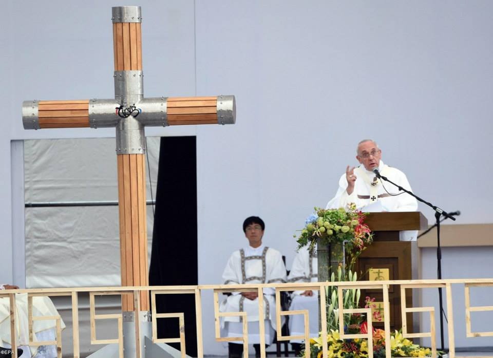 Le pape François célébrant la messe en Corée, en août 2017. © Vatican News