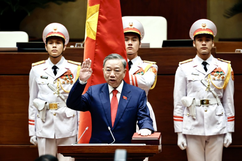 Chủ tịch nước Cộng hòa xã hội chủ nghĩa Việt Nam Tô Lâm tuyên thệ nhậm chức trước Quốc hội. (Ảnh: Cổng Thông tin điện tử Chính phủ)