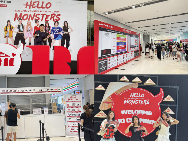 Từng góc nhỏ trong khuôn viên Trung tâm Hội chợ và Triển lãm Sài Gòn (SECC), từ photobooth, quầy soát vé cho đến khu vực bán merchandise đều trở thành tâm điểm thu hút sự chú ý và check-in của các bạn trẻ ngay trước khi concert bắt đầu. (Ảnh: Hoàng Xuân Tùng)