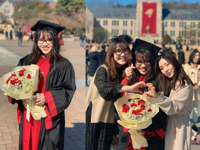 Dù lễ tốt nghiệp đại học diễn ra đúng vào thời điểm dịch Covid-19, chị Lê Thị Tường Vy vẫn cảm nhận trọn vẹn không khí ý nghĩa của buổi lễ bên những người thân yêu. (Ảnh: Lê Thị Tường Vy) 