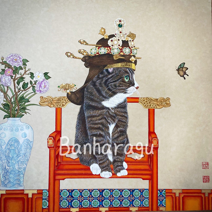Картина с короткошерстной породой кошек – кошёт (코숏), которые впервые были выведены в Корее. / Фото: Instagram Банхарагу (banharagu.01)