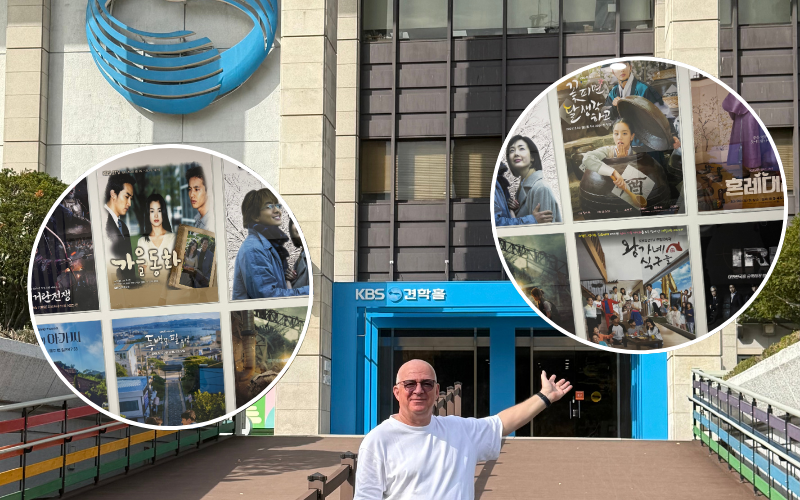 Blick auf den Eingangsbereich der KBS Studios in Seoul, ein Ort für Fernsehgeschichte und Serienkultur
