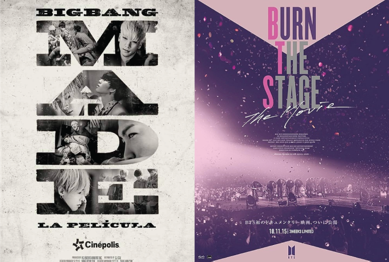 Banners oficiales de las películas de BIGBANG y BTS Burn the Stage | Cuentas oficiales de artistas en Instagram