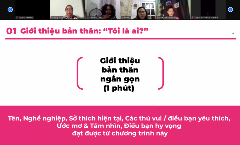 Phần giới thiệu bản thân - phần khởi động do diễn giả Jaewoong Chang khởi xướng đã nhận được sự hưởng ứng nhiệt tình từ hơn 300 phóng viên danh dự Korea.net tham gia buổi học trực tuyến. (Ảnh: Chụp màn hình trên phần mềm Zoom, Biên dịch: Hoàng Xuân Tùng)