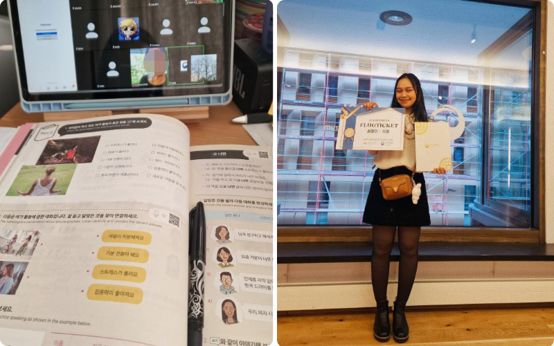  Helen beim Online-Unterricht des King Sejong Instituts – hier begann ihr Weg zur Siegerin © Yulindra Helen Paimela