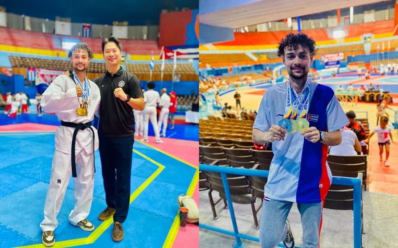 Pedro Pablo Escalona posa con sus medallas obtenidas en el certamen.