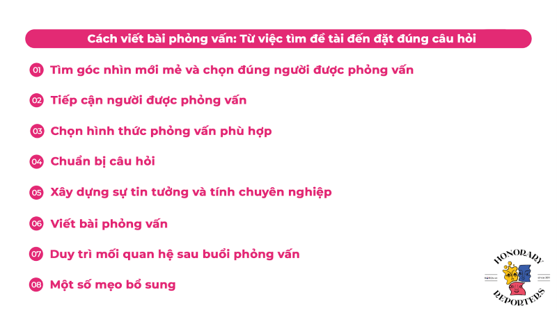 Myrtle Villaraza đã chia sẻ lộ trình viết bài phỏng vấn hiệu quả gồm 8 bước. (Ảnh: Korea.net, Biên dịch: Hoàng Xuân Tùng) 