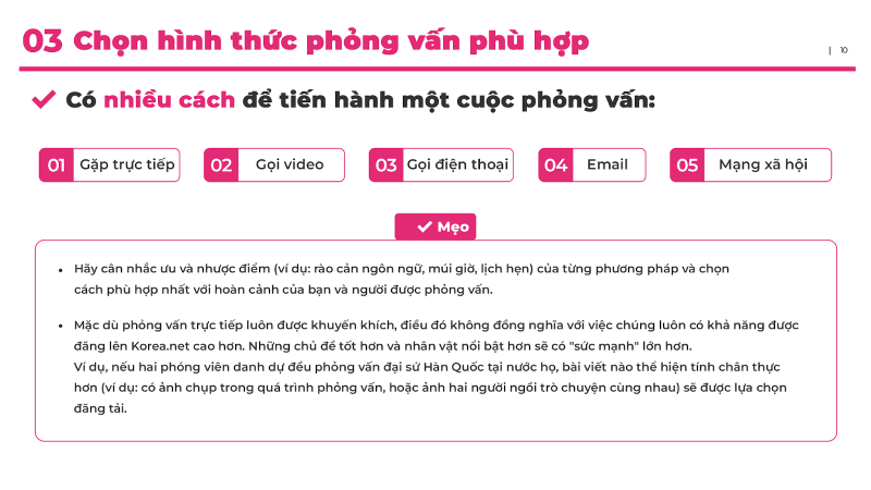 Để lựa chọn được hình thức phỏng vấn phù hợp và hiệu quả, phóng viên cần cân nhắc đến các yếu tố như múi giờ, rào cản ngôn ngữ và sự linh hoạt về mặt thời gian của cả hai bên. (Ảnh: Korea.net, Biên dịch: Hoàng Xuân Tùng) 