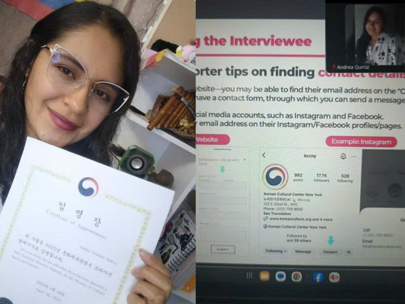 Andrea Estefania Quiroz chia sẻ rằng cô ấn tượng nhất với phần hướng dẫn về cách thực hiện một bài phỏng vấn hiệu quả do diễn giả Myrtle Iris Villaraza trình bày. (Ảnh: Andrea Estefania Quiroz)