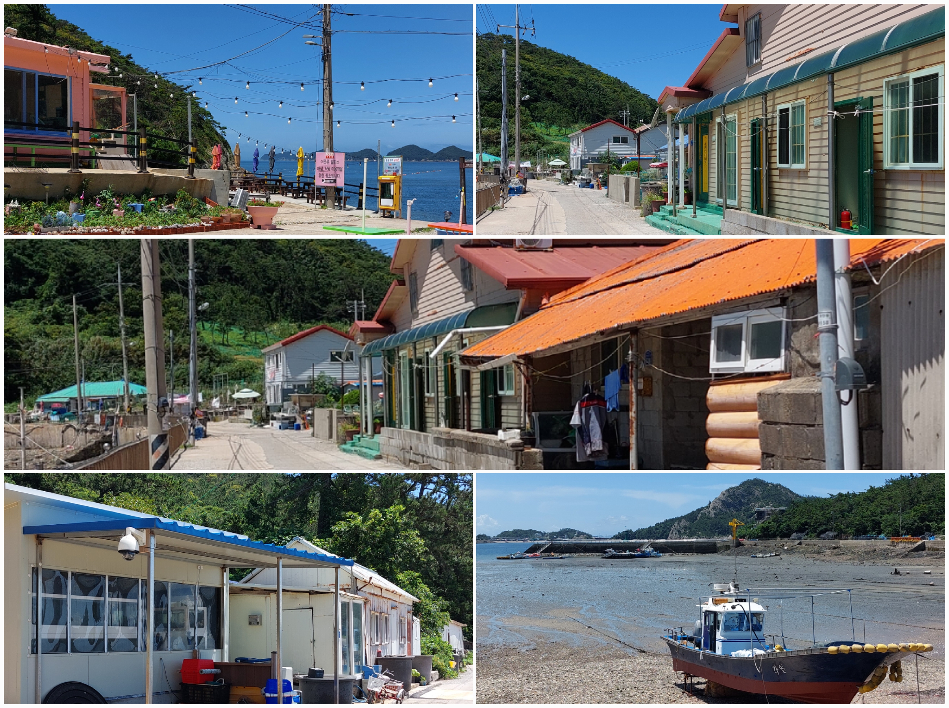Les habitats colorés de l’île Seonyudo. © Emmanuelle Fourneyron
