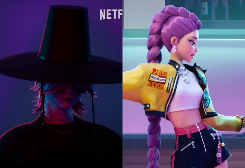 The male hat gat (left) and the tassel norigae (right) add a unique visual flair to the animated musical. (Netflix)