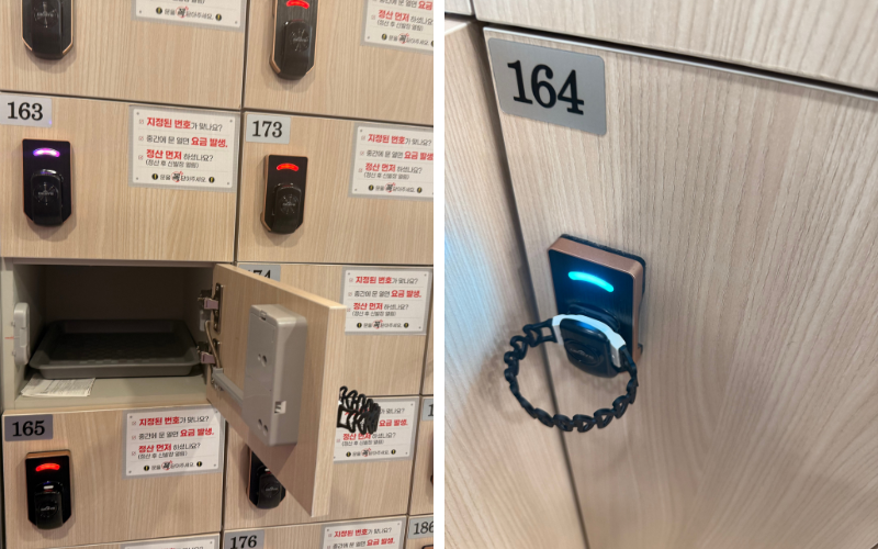 Man erhält einen Chip-Schlüssel zum Bezahlen und für den Schuhschrank sowie den Kleiderspind 